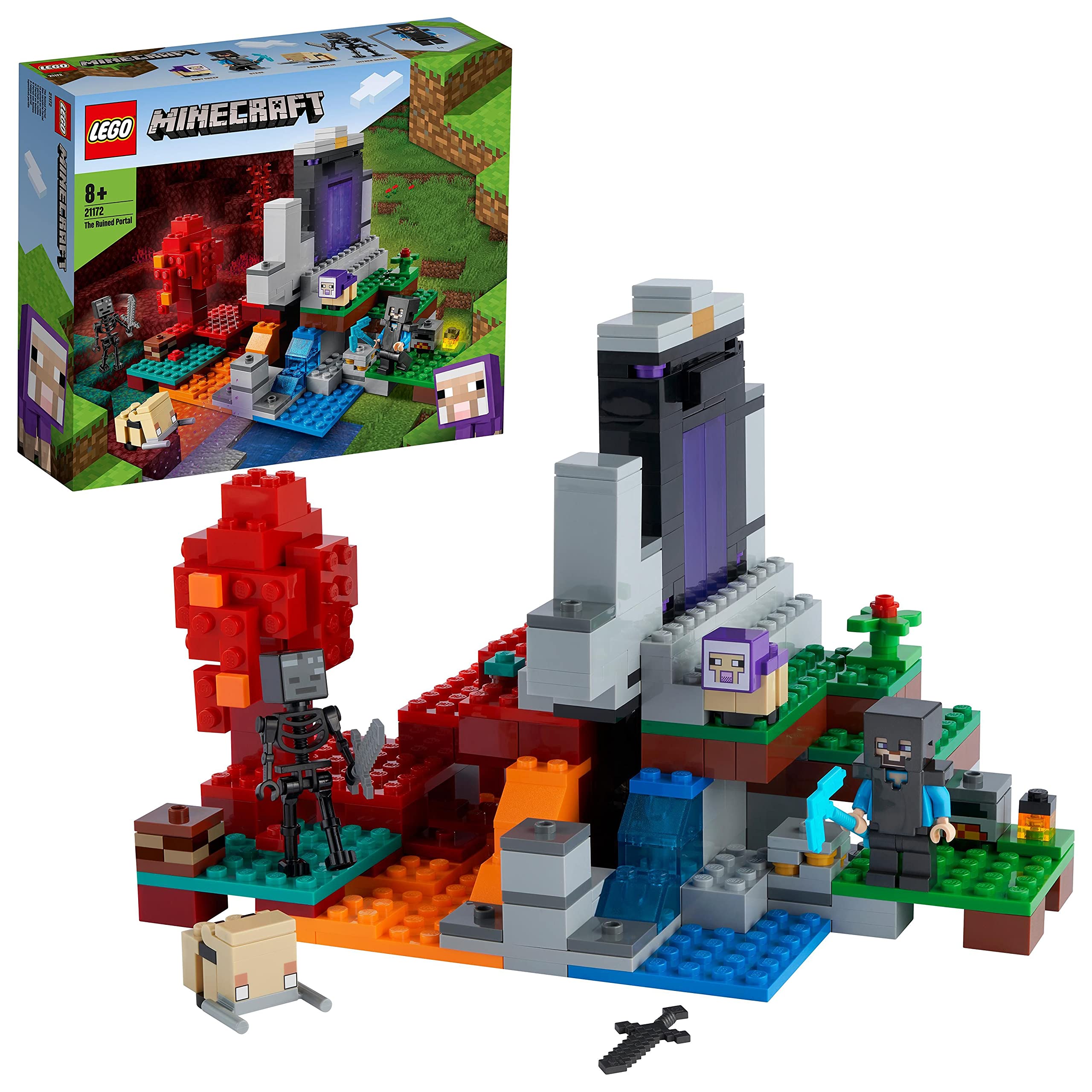 LEGO Minecraft Devastated Portal 21172 – ruined portal assembly for hands-on adventures.