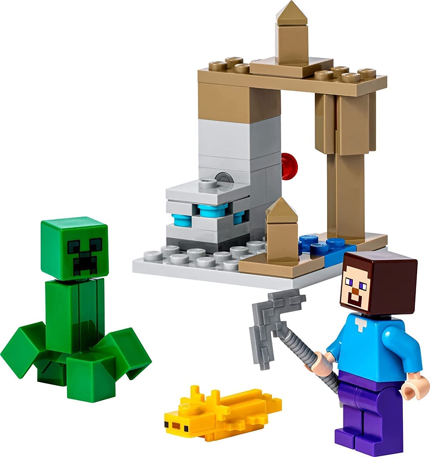 LEGO Minecraft Steve figure in Dripstone Cavern display for imaginative play