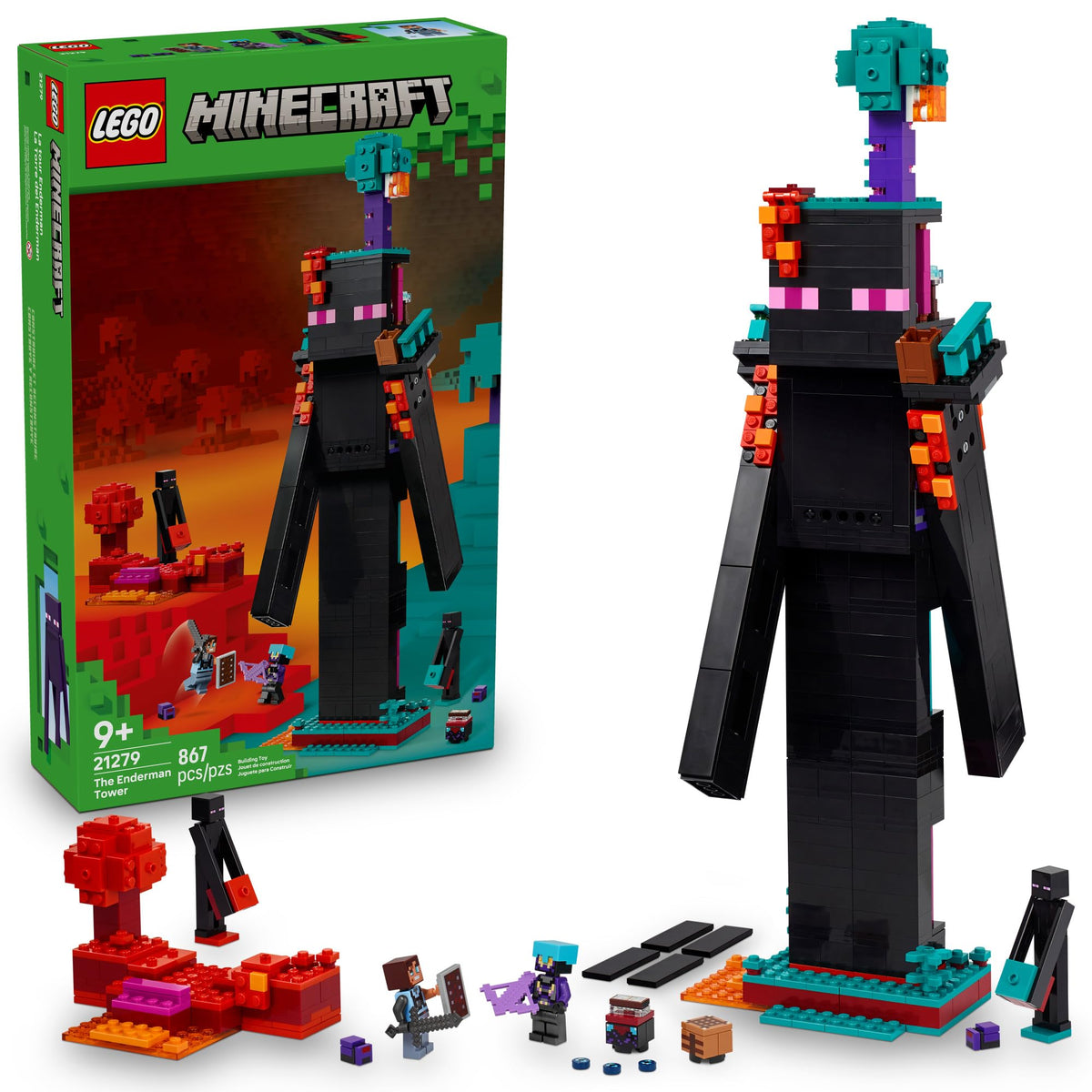 LEGO Minecraft Enderman Tower exterior view for display and imaginative play.