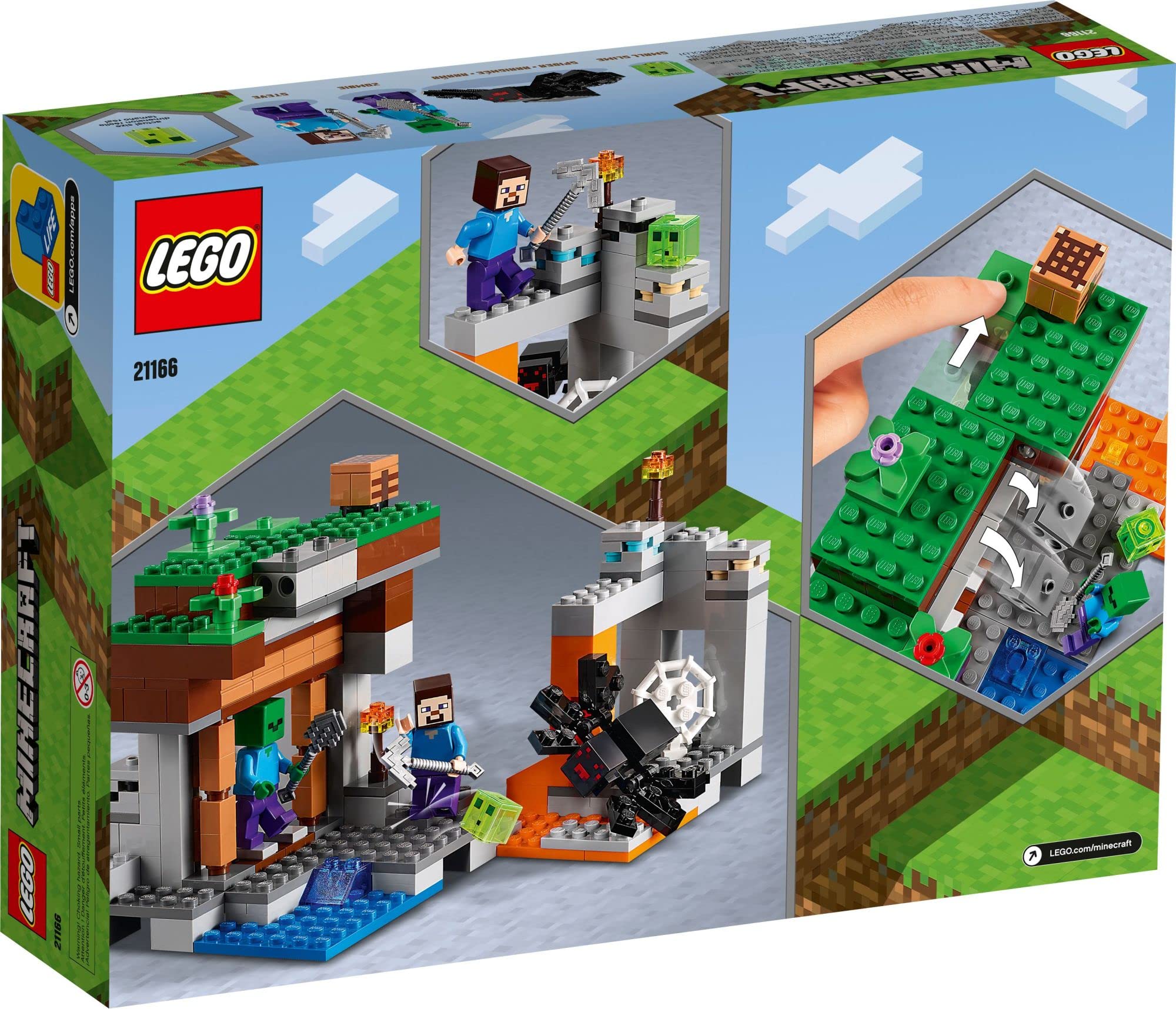 LEGO Minecraft falling gravel feature creates dramatic tactile moments.