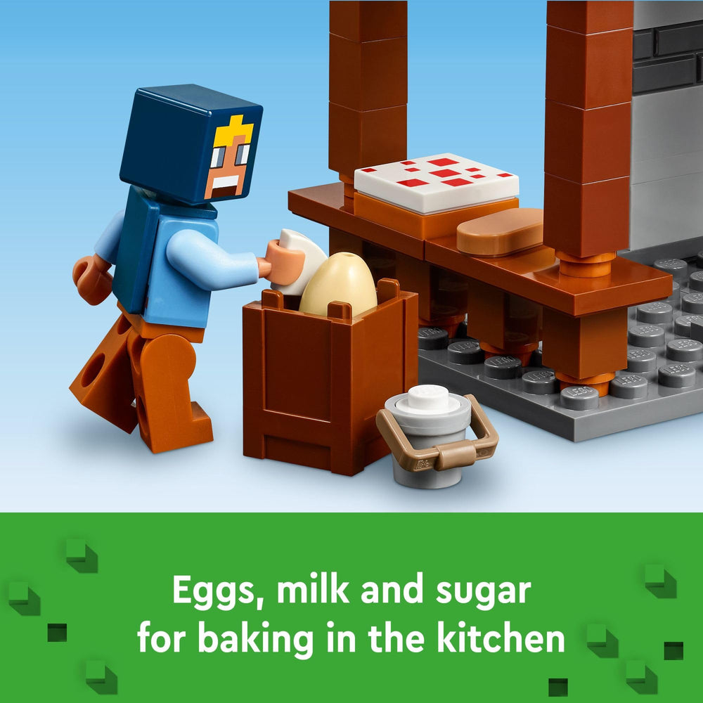 LEGO Minecraft Farm Crops layout displays wheat and sugarcane for farming play.