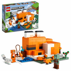 LEGO Minecraft The Fox Lodge House front view for cozy fox habitat play