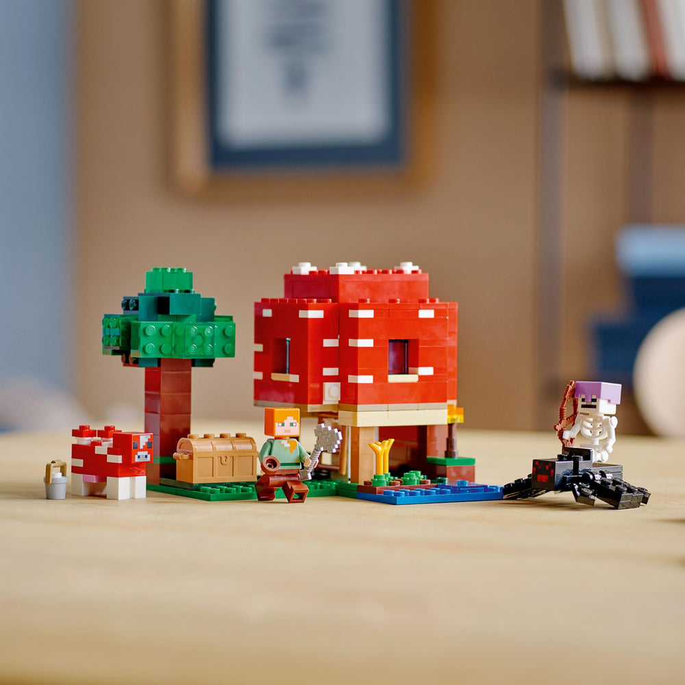 LEGO Minecraft Mushroom House interior and exterior are highly reconfigurable.