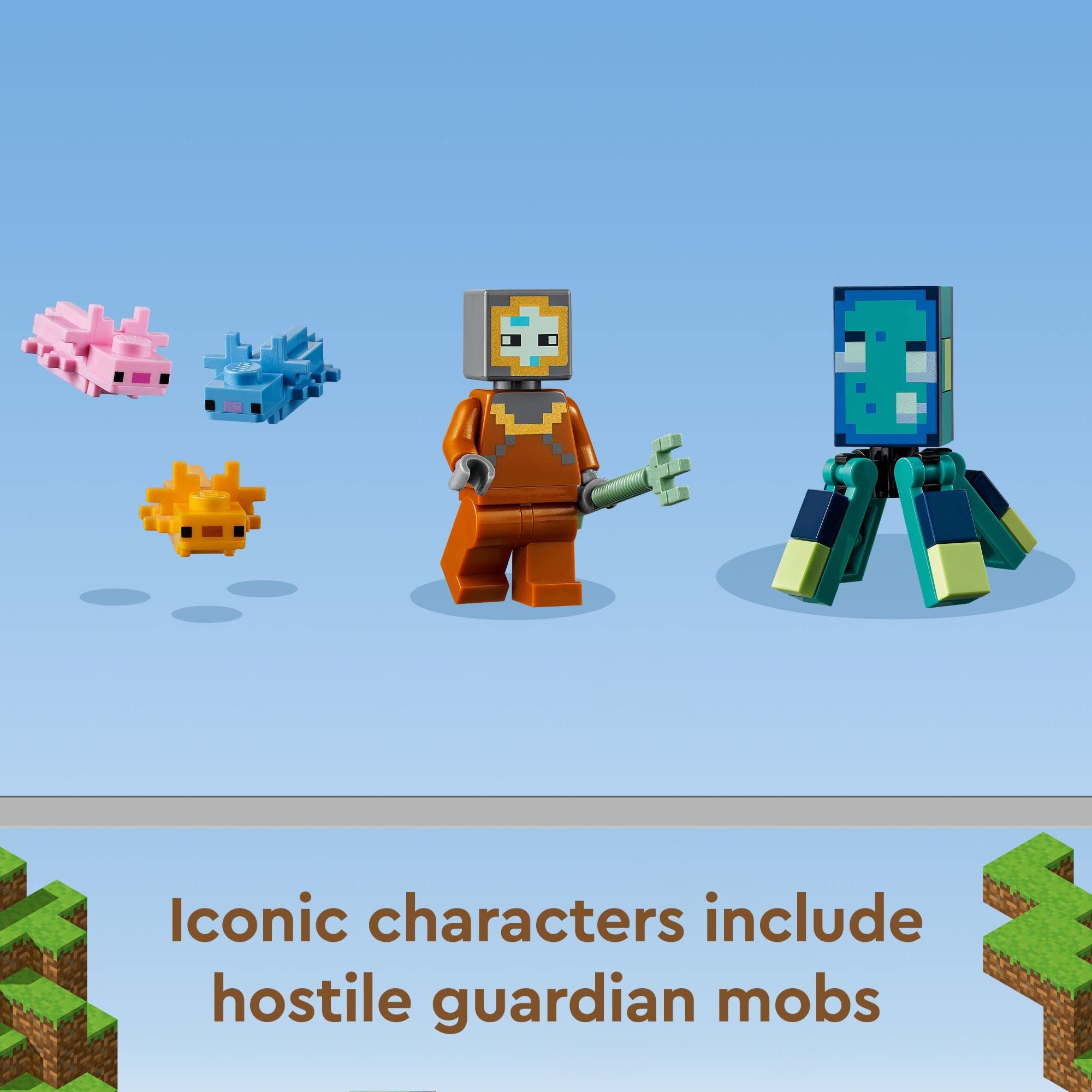 LEGO Minecraft Guardian Battle hidden treasure invites treasure-hunt adventures under the sea.