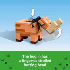 LEGO Minecraft Hoglin figure with butting head for dramatic encounters.