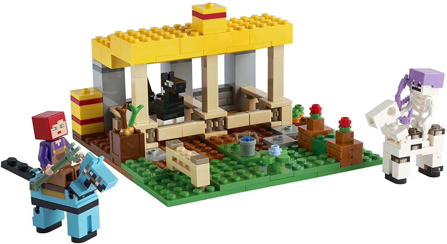 LEGO Minecraft Horse Stable 21171 golden carrot accessory invites feeding play