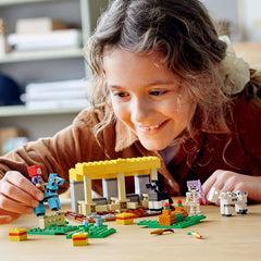 LEGO Minecraft Horse Stable 21171 opening doors highlights accessible, interactive building