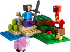 LEGO Minecraft crafting table and iron ore boost pretend crafting.