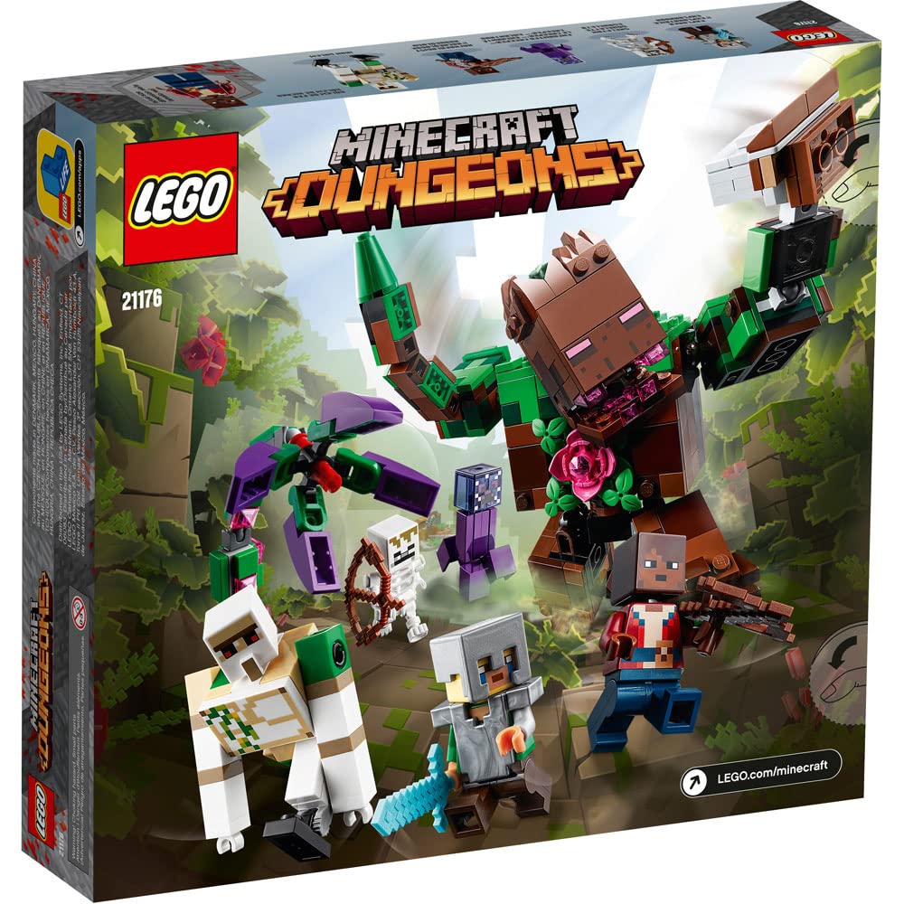LEGO Minecraft Jungle Abomination 21176 front view for dramatic play and display.