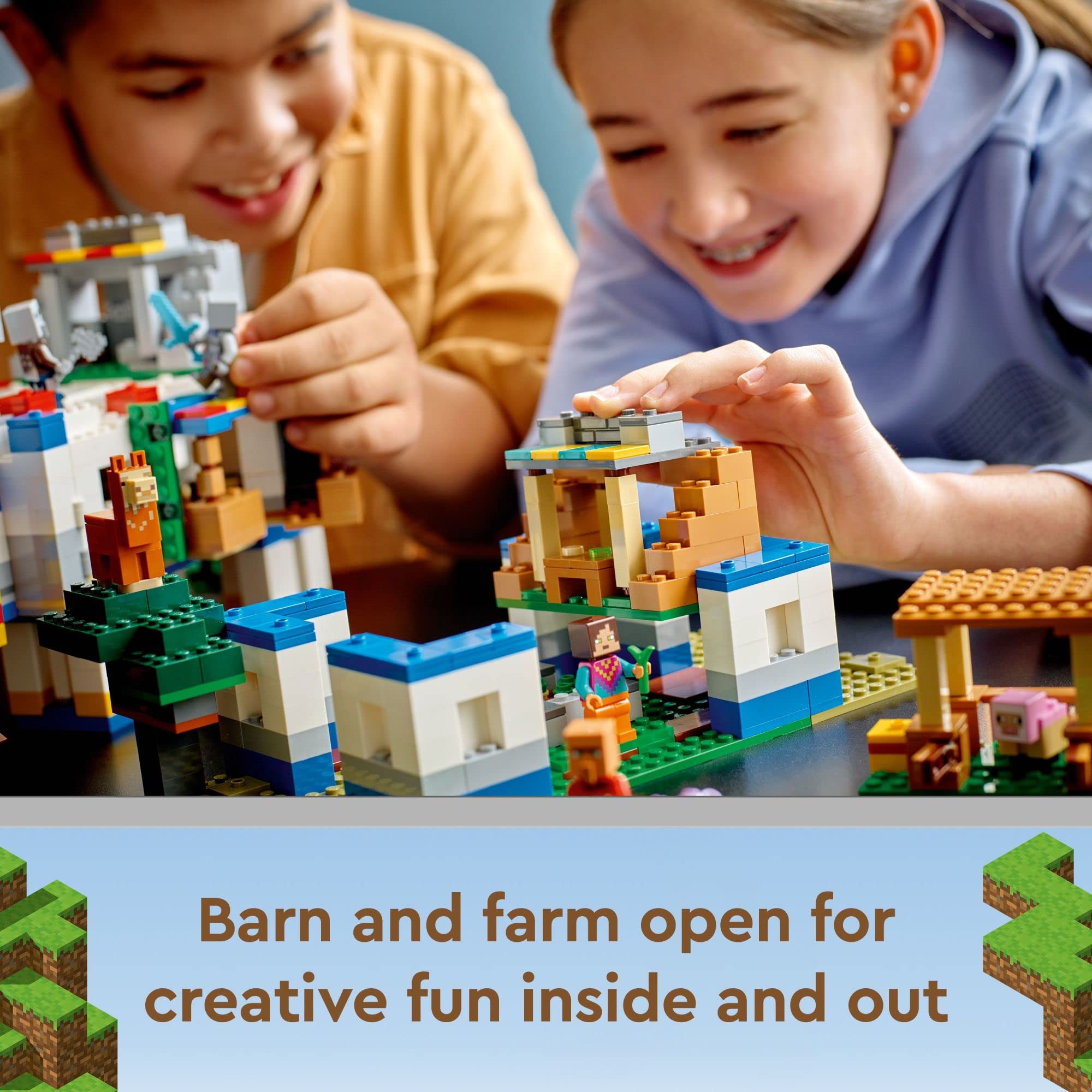 LEGO Minecraft llama herder and knight mini-figures encourage caring role-play.