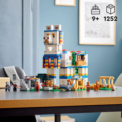LEGO Minecraft llama village buildings show modular layout for creative village design.