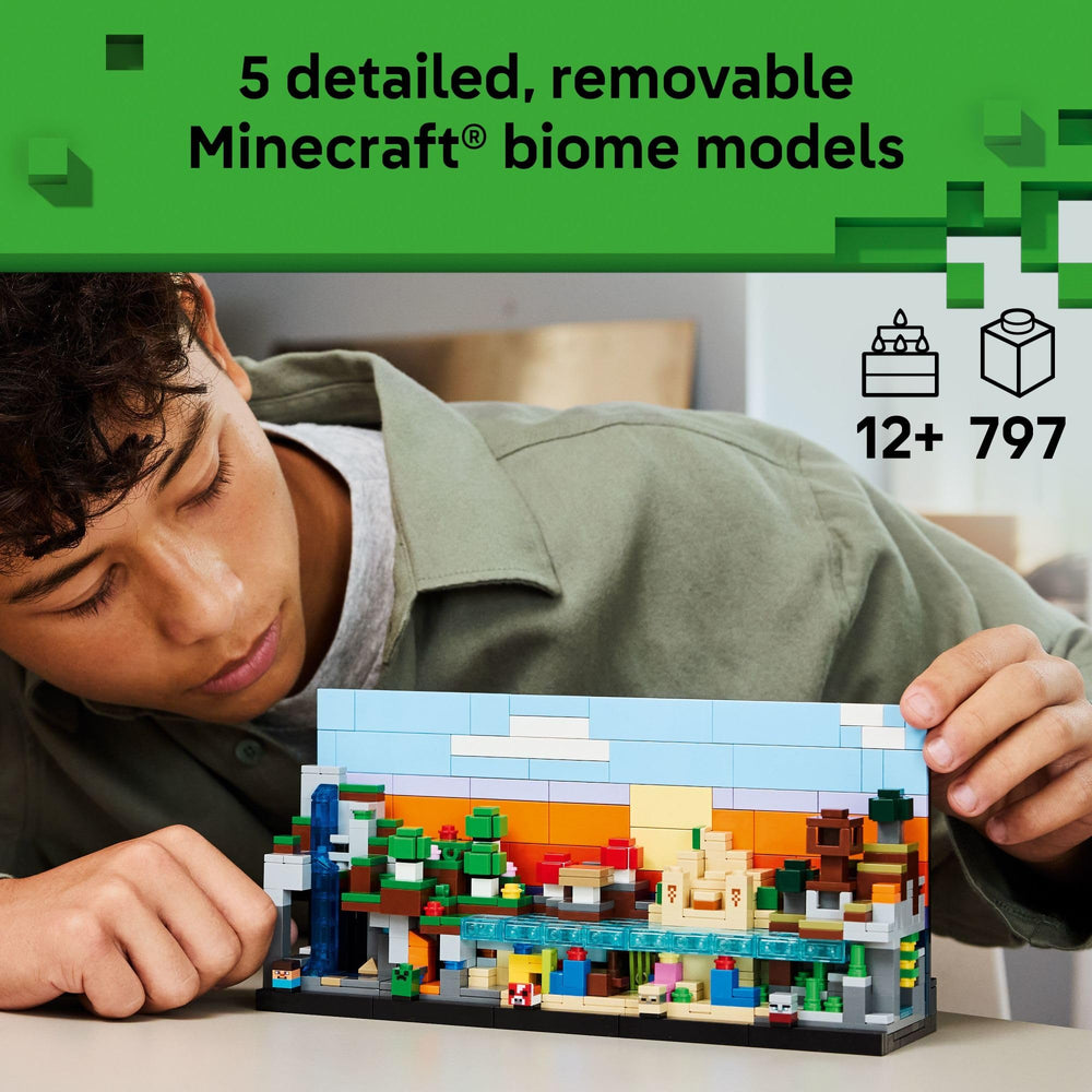 LEGO Minecraft Mini Biomes flower forest cave scene for storytelling and imaginative displays