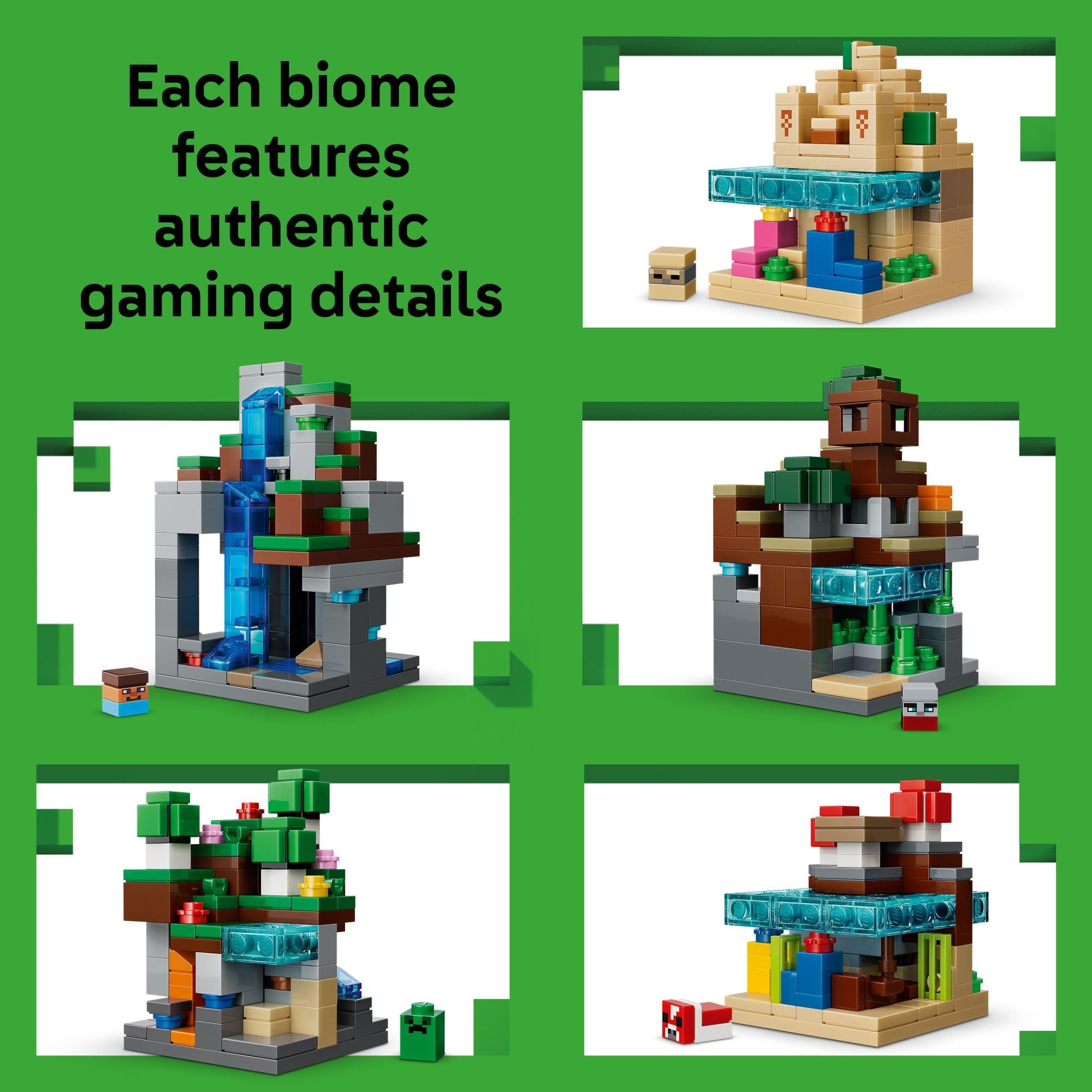LEGO Minecraft Mini Biomes mushroom fields with coral reef and shipwreck