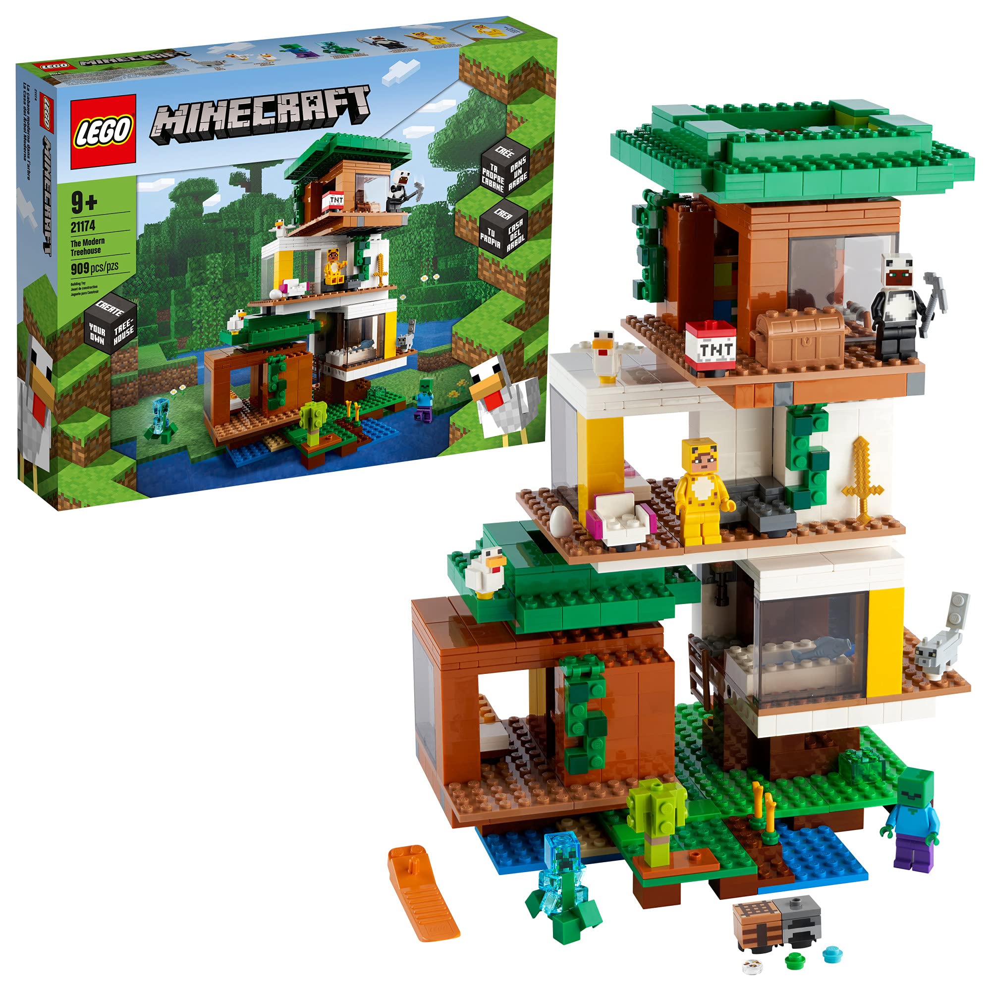LEGO Minecraft The Modern Treehouse 21174 front view for imaginative modular play