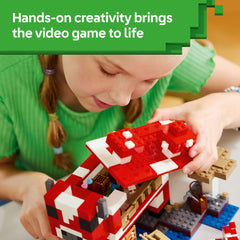 LEGO Minecraft Mooshroom House farm area accessories including mushrooms and wheat for farming play
