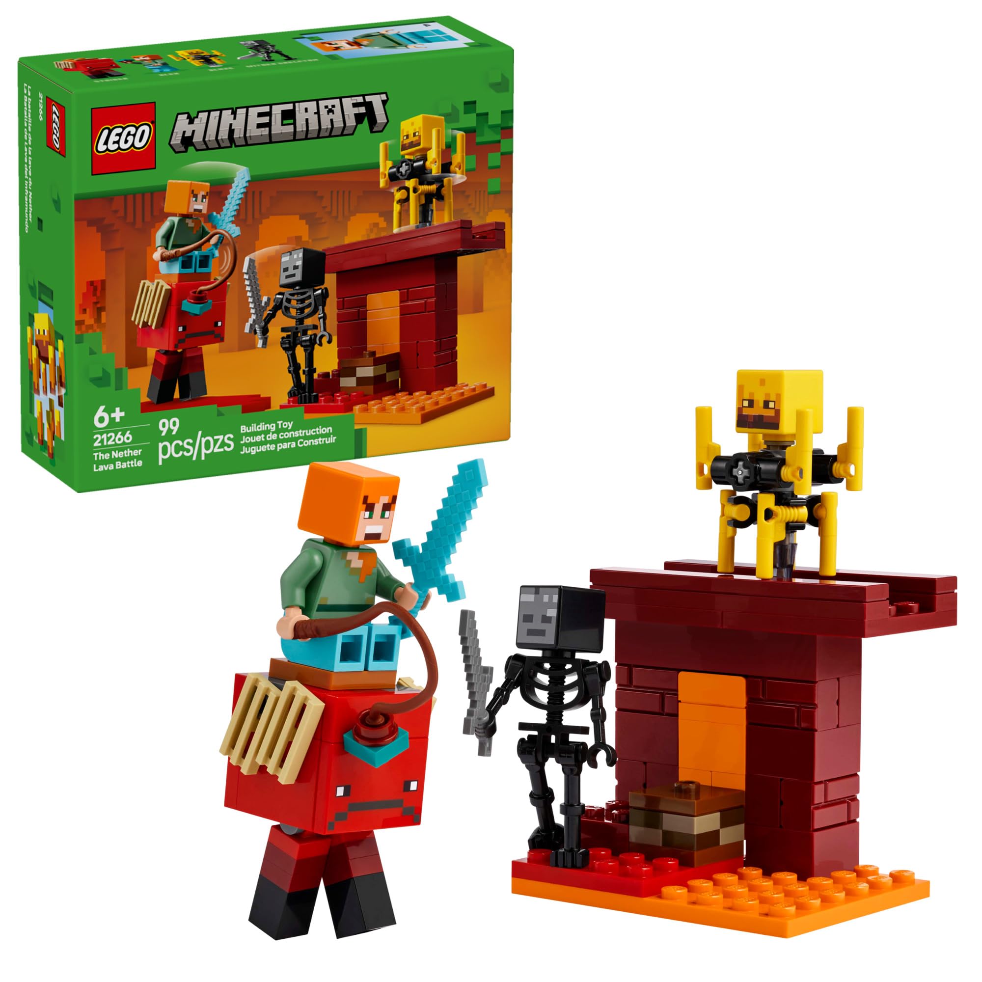 LEGO Minecraft The Nether Lava Battle Alex figure ready for creative play