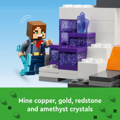 LEGO Minecraft ores copper gold redstone amethyst showcase exciting mining rewards.