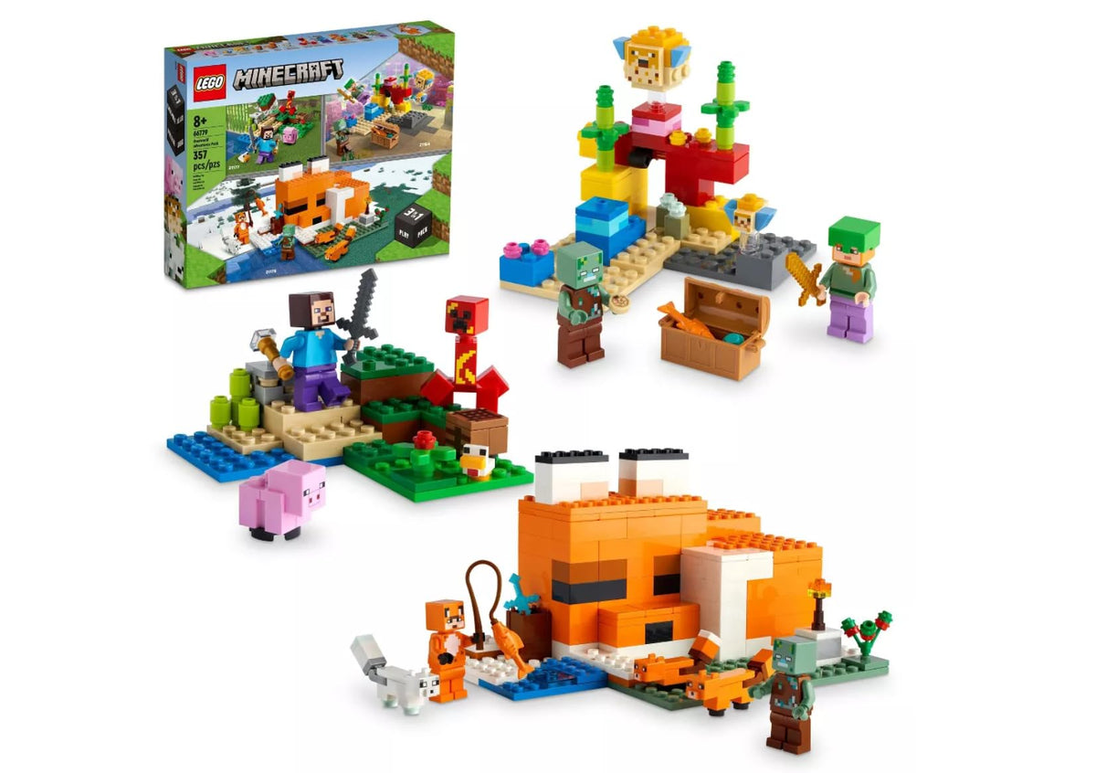 LEGO Minecraft Overworld Adventures Pack Fox Lodge scene sparks imaginative building
