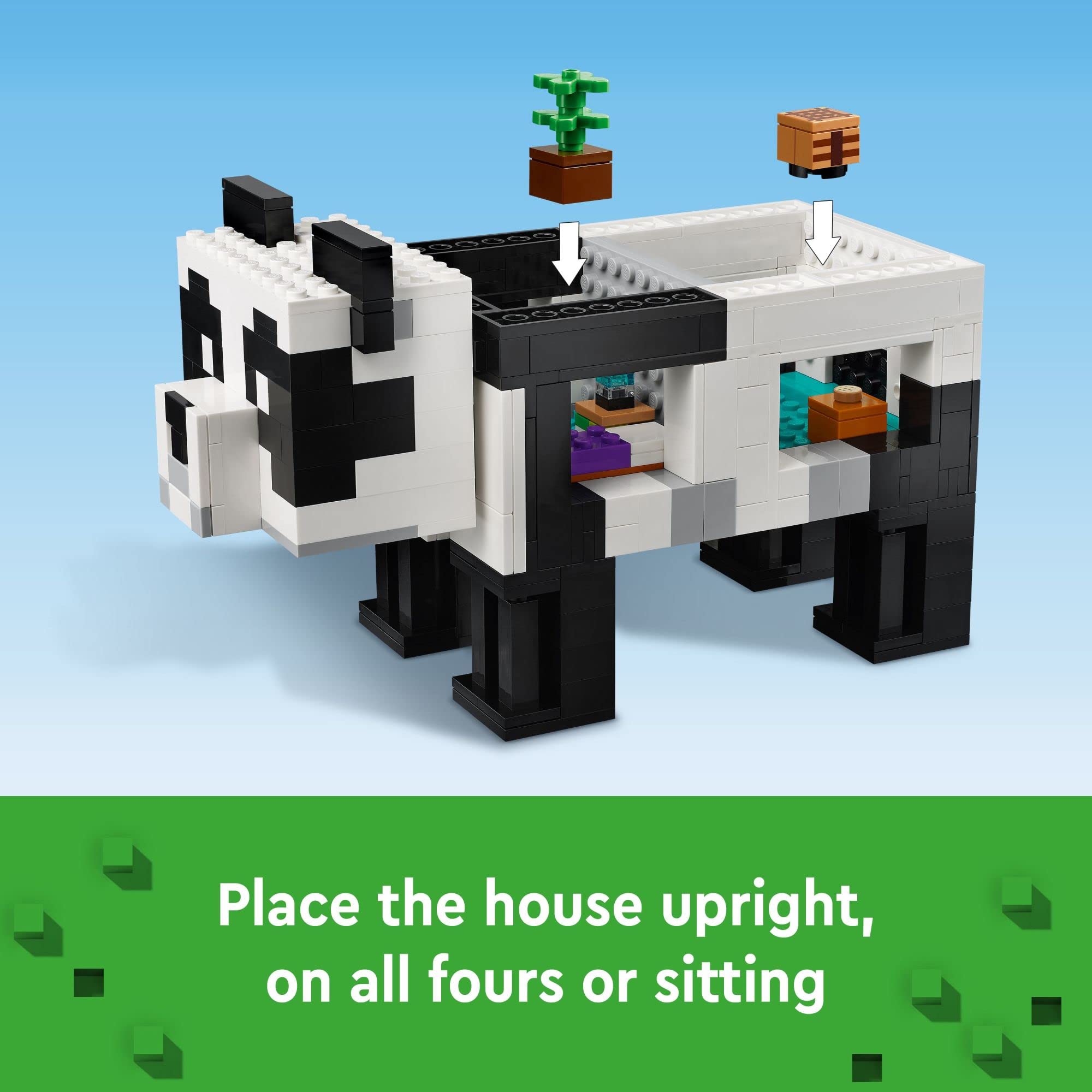 LEGO Minecraft Panda Haven bamboo jungle with cake feeding for Panda interactions.