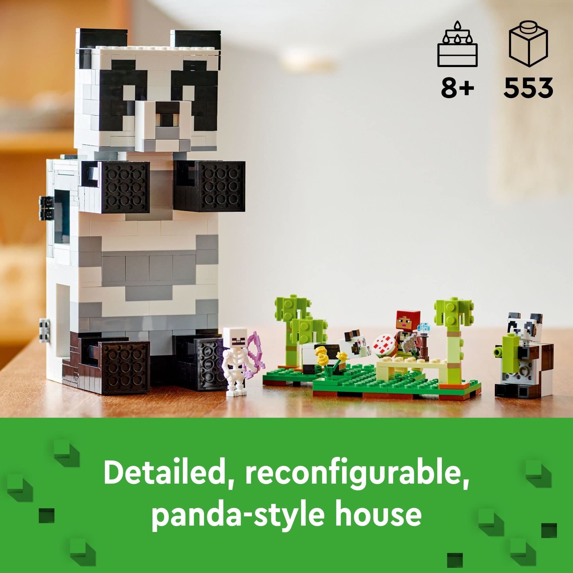 LEGO Minecraft Panda Haven interior rooms reveal furnished spaces for creative storytelling.