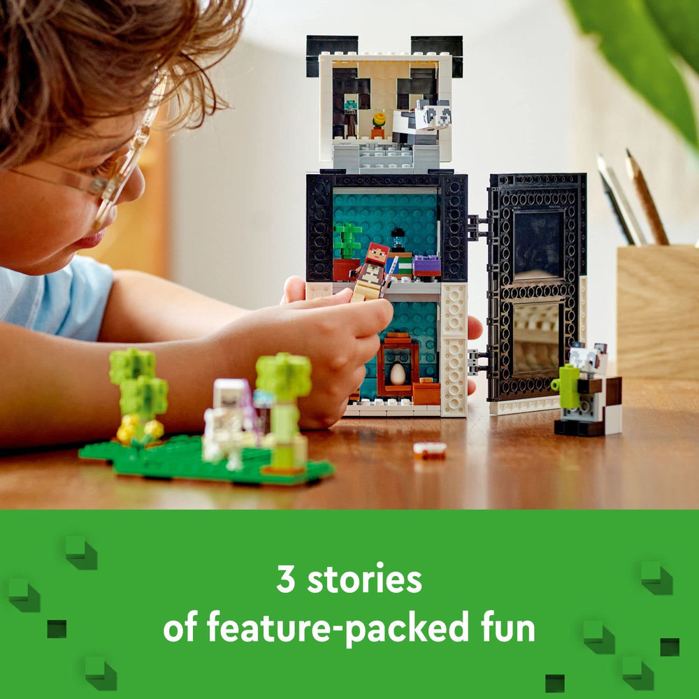 LEGO Minecraft Panda Haven jointed head enables flexible poses for display and play.