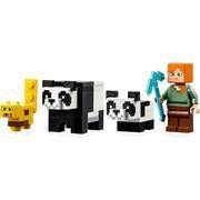 LEGO Minecraft Panda Nursery rooftop bed scene highlights cozy resting scene.