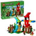 LEGO Minecraft Parrot Houses front view with parrots and jungle colors