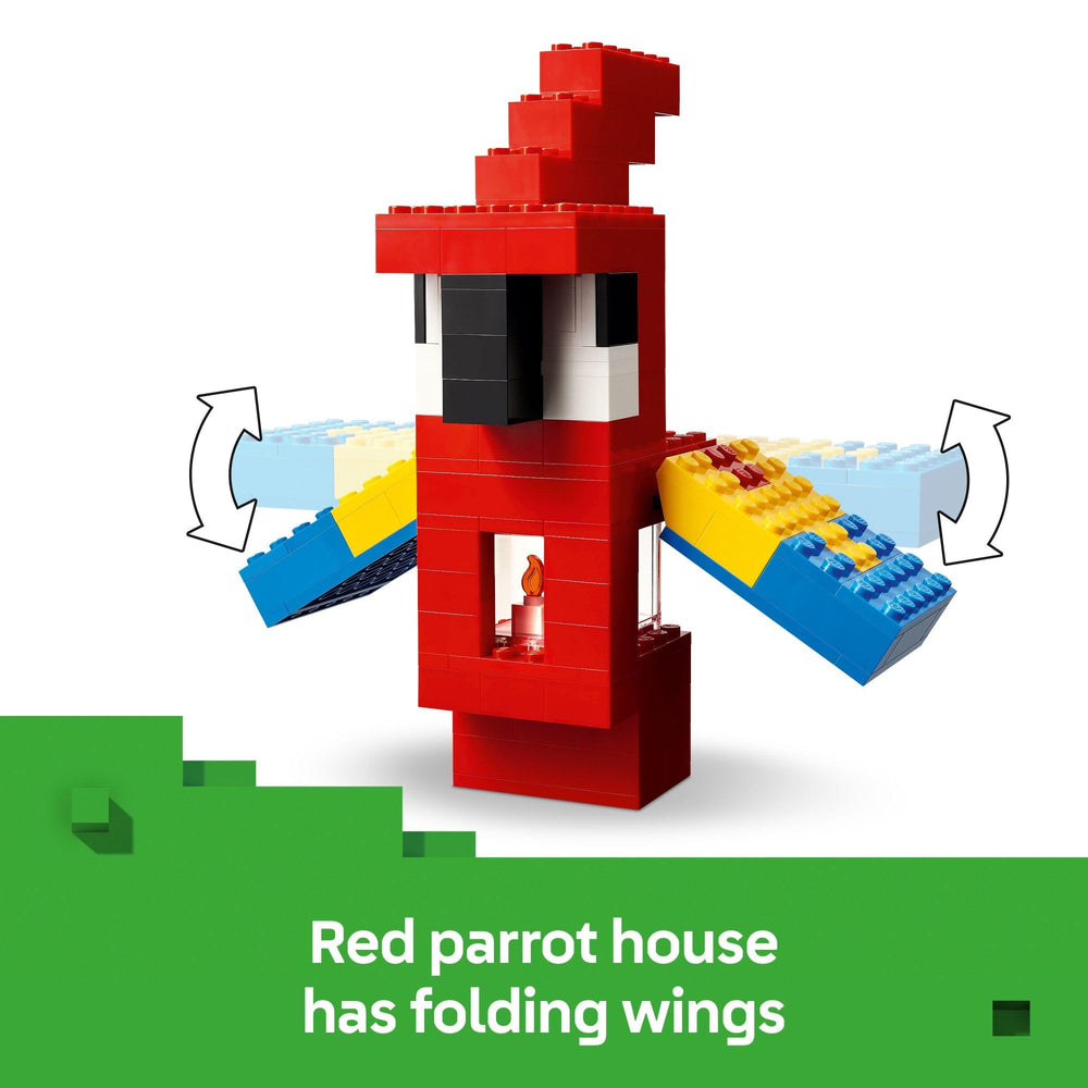 LEGO Minecraft Parrot Houses wings feature enabling parrot dance during play