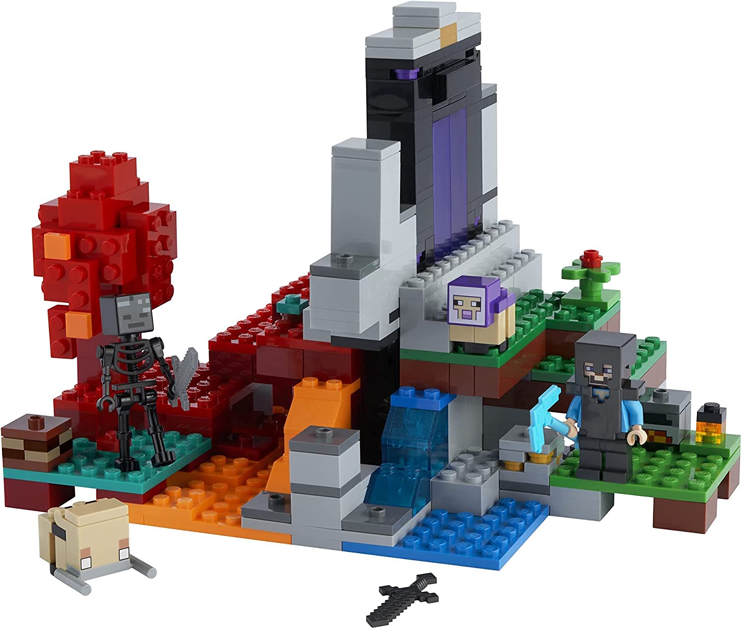 LEGO Minecraft The Ruined Portal baby sheep and hoglin add variety