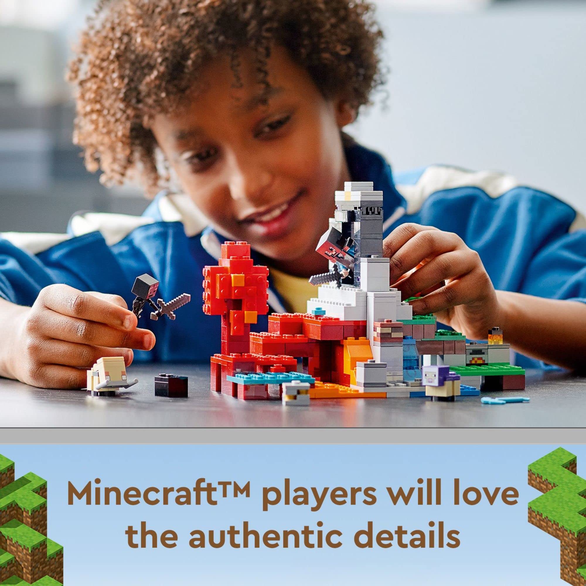 LEGO Minecraft The Ruined Portal hand-activated gateway enables interdimensional exploration