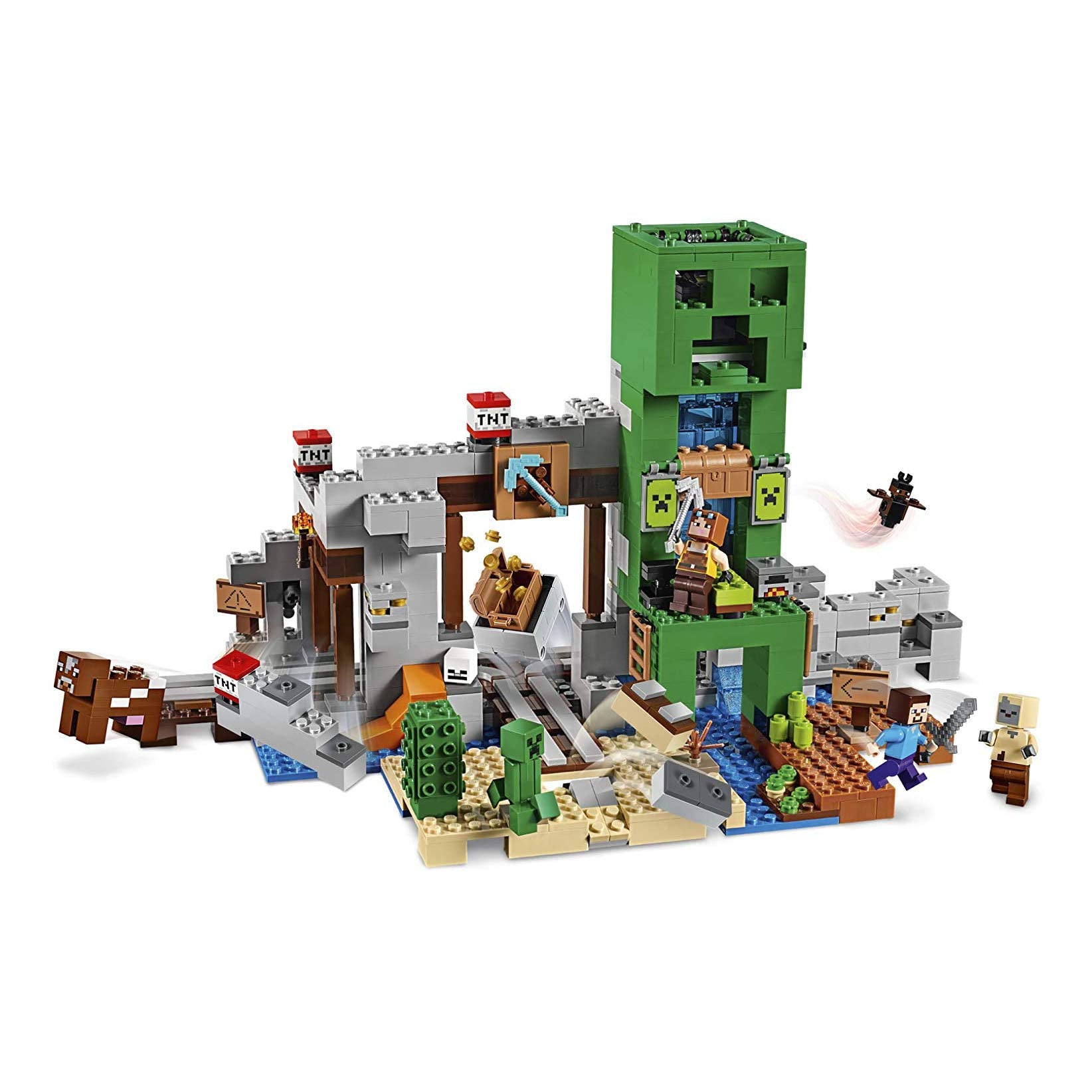 LEGO Minecraft shelter with bed, anvil and oven supports immersive role-play.