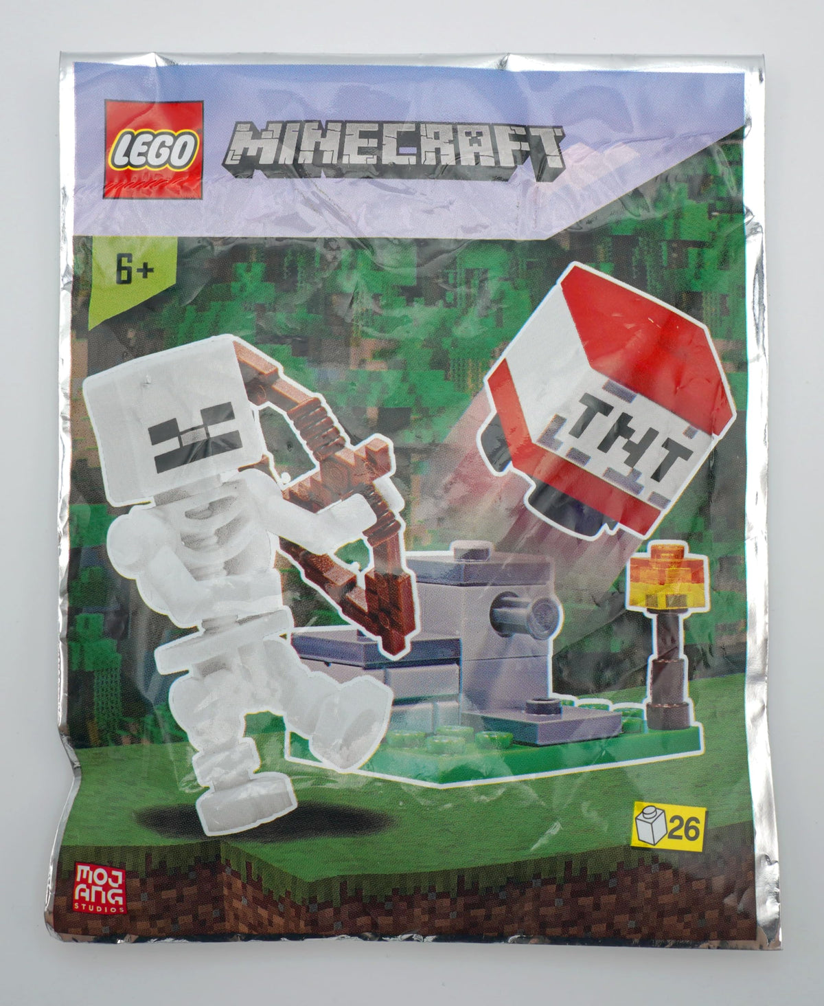 LEGO Minecraft Skeleton figure with TNT launcher for authentic display and versatile play.