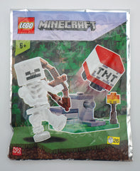 LEGO Minecraft Skeleton figure with TNT launcher for authentic display and versatile play.