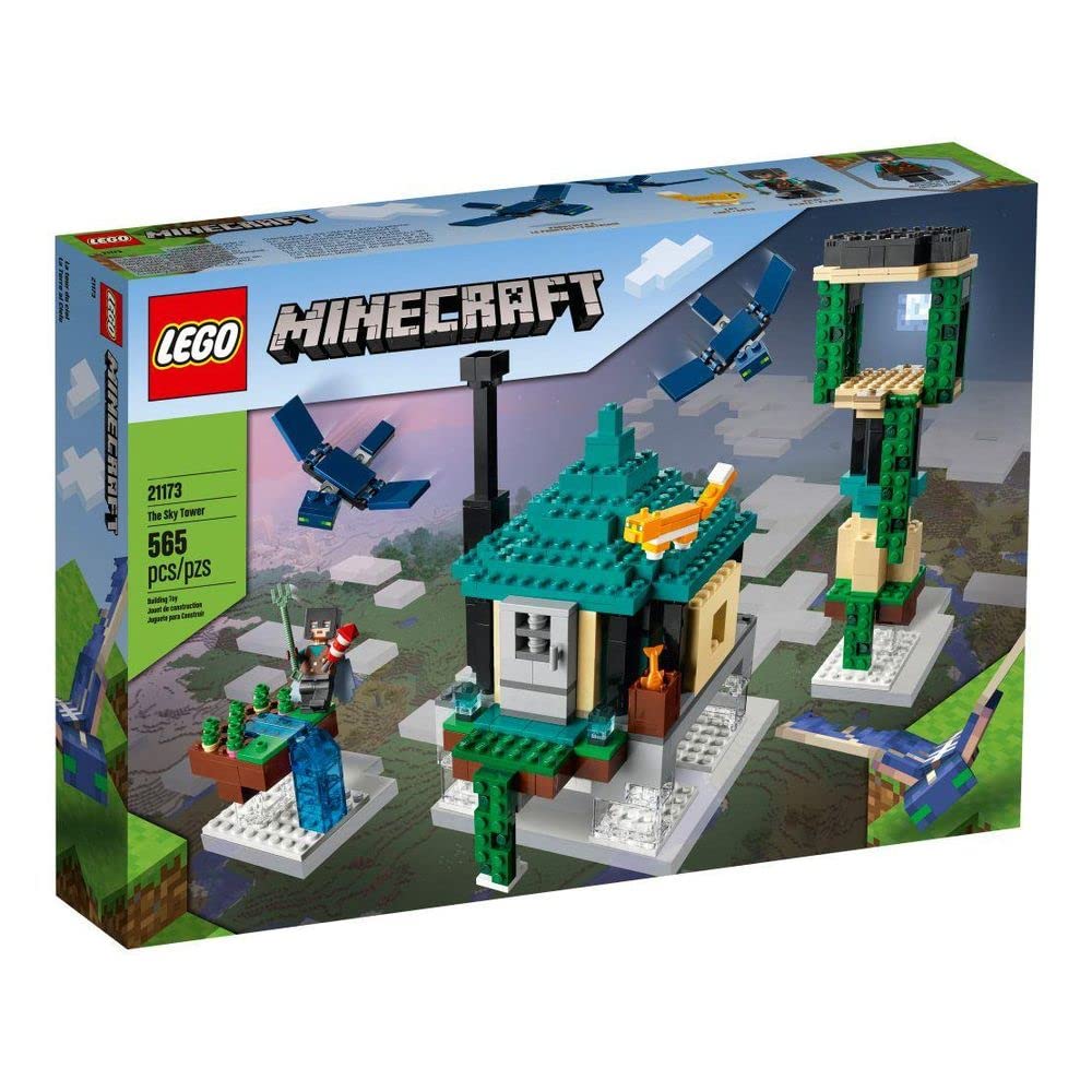 LEGO Minecraft Sky Tower pilot with elytra in flight, ready for aerial adventures.