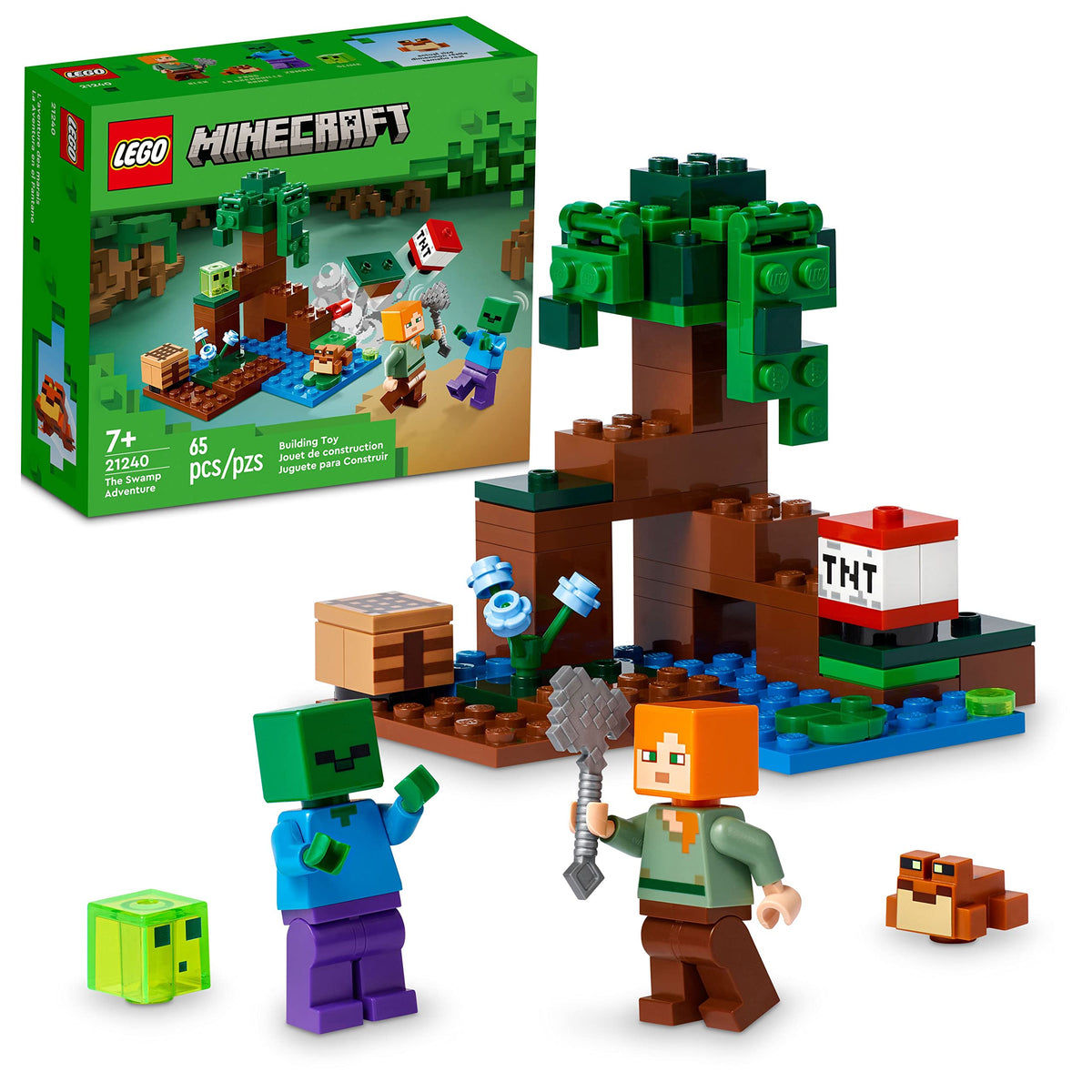 LEGO Minecraft Swamp Adventure: Alex with axe exploring the swamp