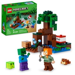 LEGO Minecraft Swamp Adventure: Alex with axe exploring the swamp
