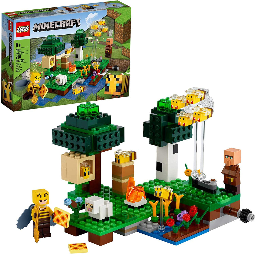 LEGO Minecraft The Bee Farm features angry bees in flight for dynamic action