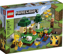 LEGO Minecraft The Bee Farm shows beehive and beekeeper for imaginative play