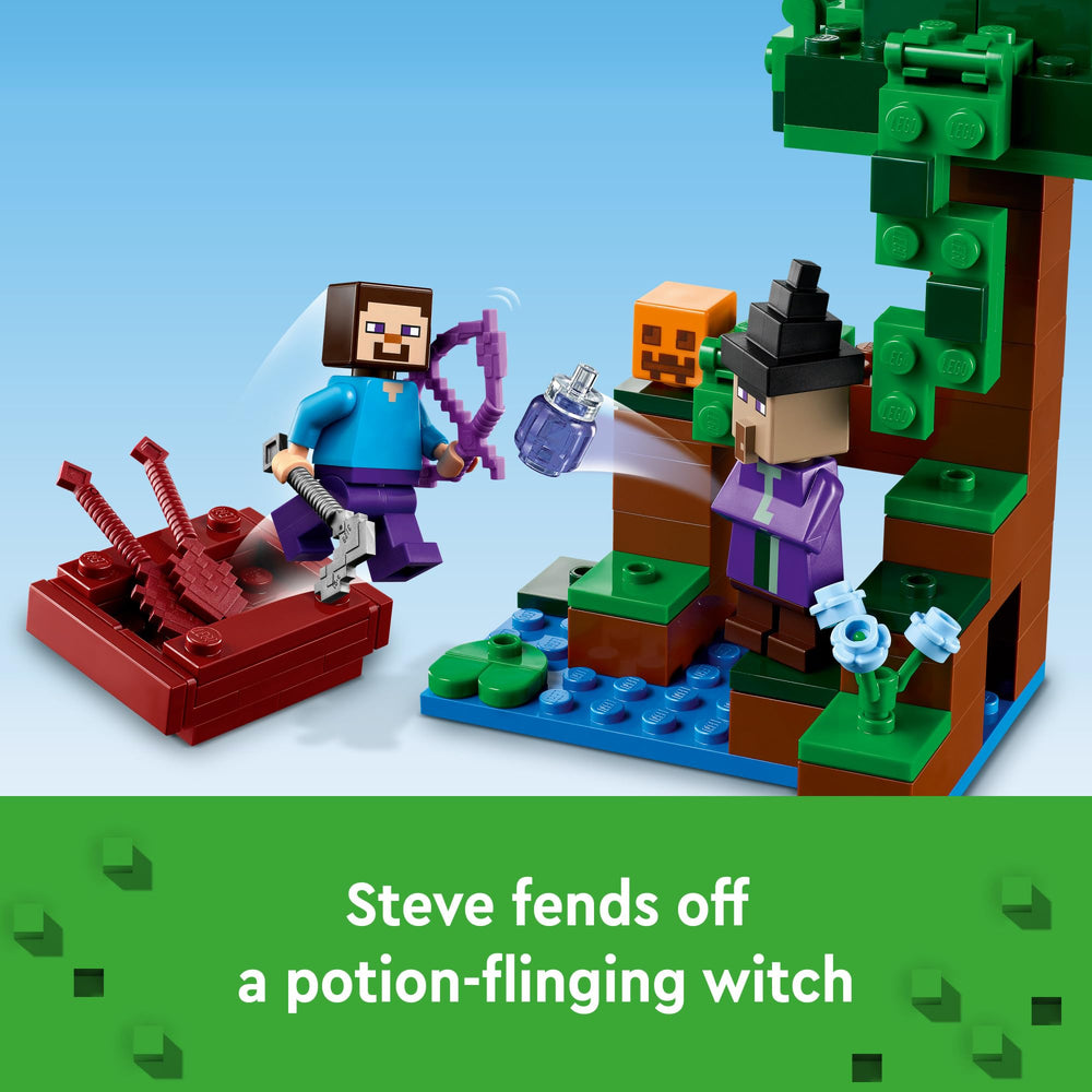 LEGO Minecraft The Pumpkin Farm Steve minifigure ready for exploration and building.