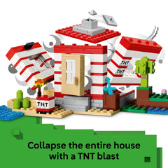 LEGO Minecraft TNT Jungle House destroyed-wall scene during explosive function