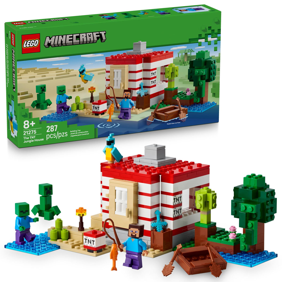 LEGO Minecraft TNT Jungle House front view for imaginative play and building