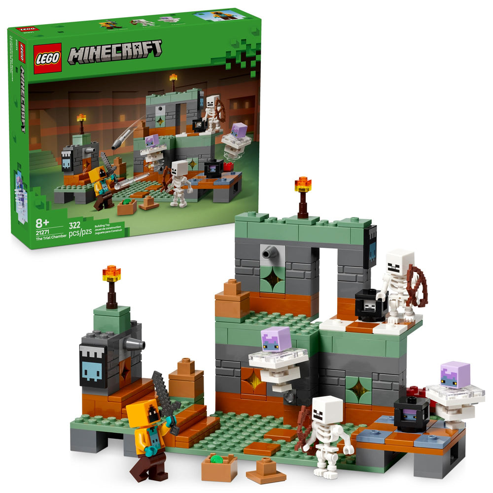 LEGO Minecraft Trial Chamber front view, ready for treasure-hunt play.
