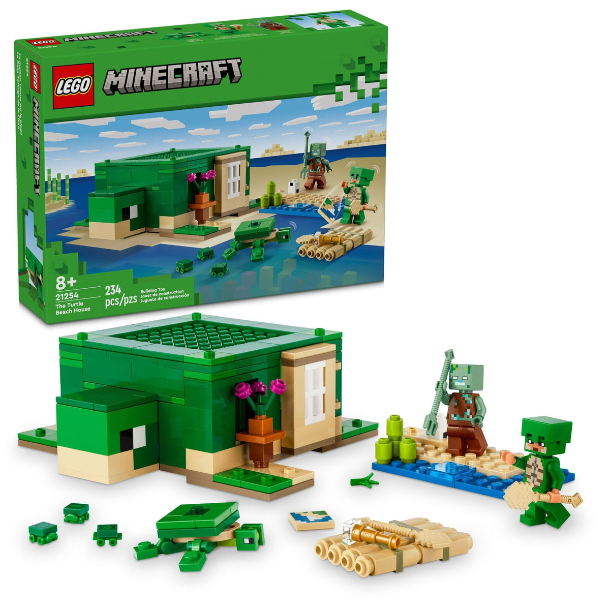 LEGO Minecraft Turtle Beach House front view promotes imaginative building play