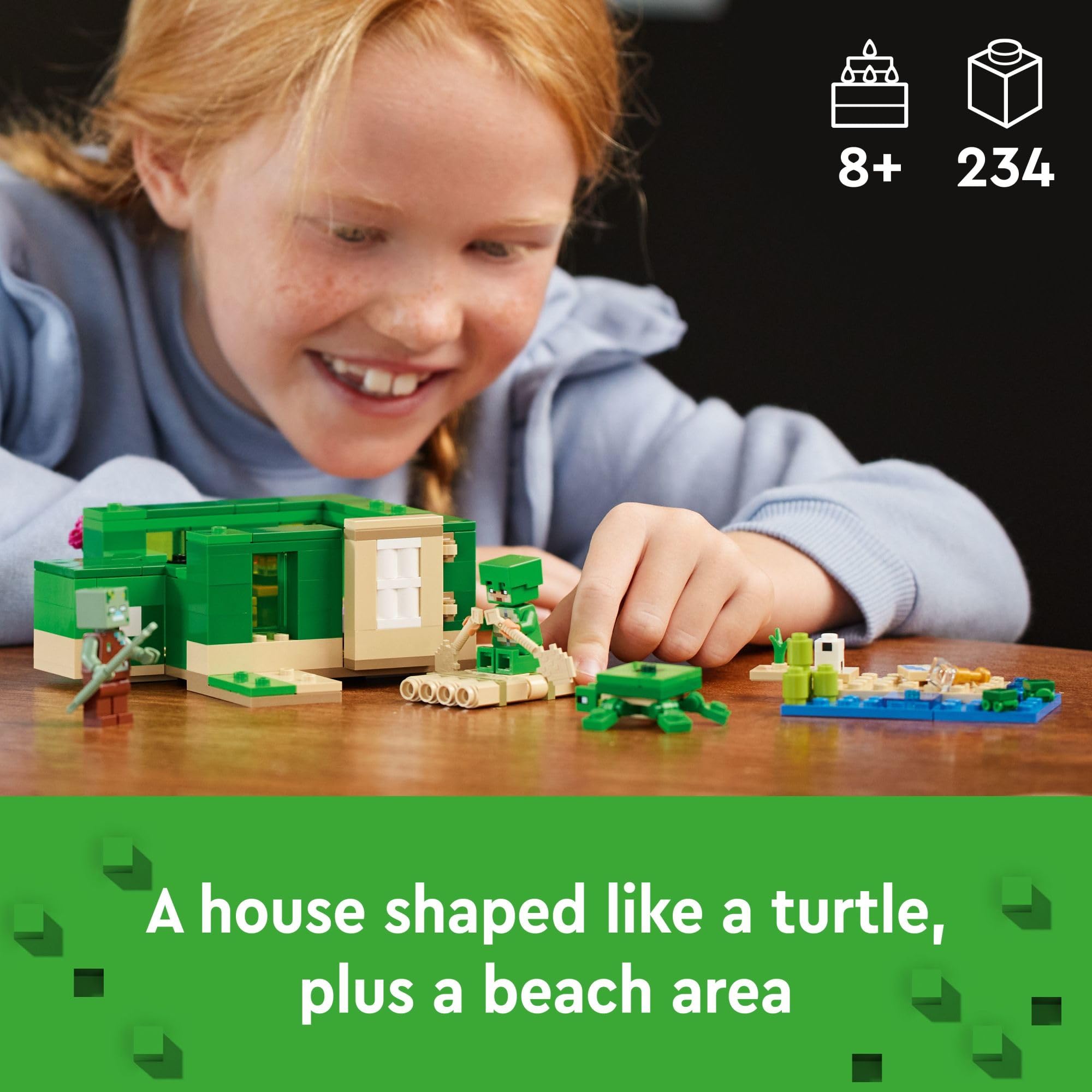 LEGO Minecraft Turtle Beach House inside view highlights interior details for creative storytelling