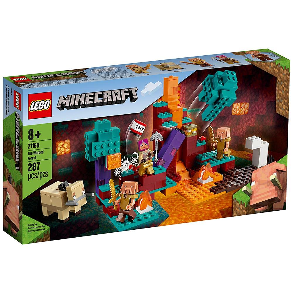 LEGO Minecraft Warped Forest 21168 explosion scene supports imaginative building play
