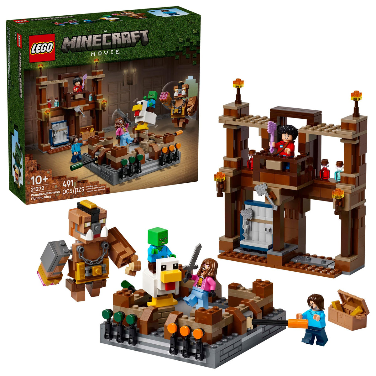 LEGO Minecraft Woodland Mansion Fighting Ring image featuring Steve for action battles