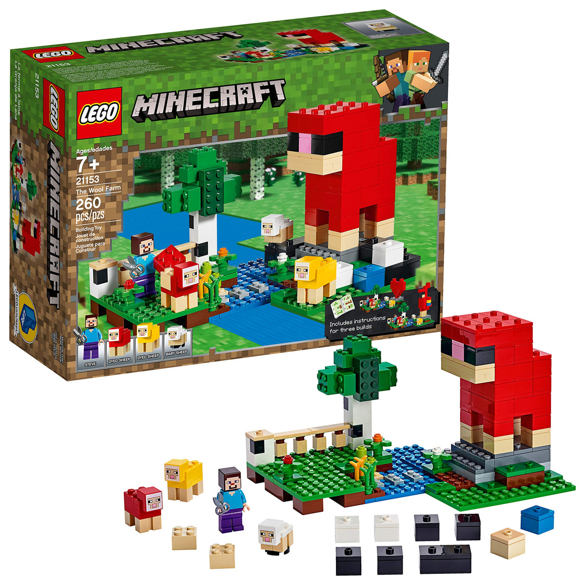 LEGO Minecraft The Wool Farm birch tree scene for imaginative farm play