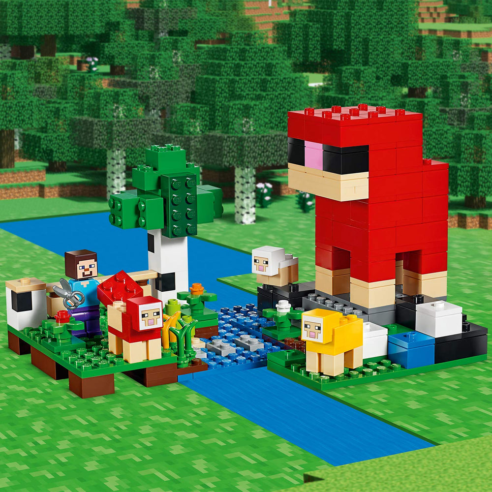 LEGO Minecraft The Wool Farm dyed sheep and baby sheep promote nurturing play