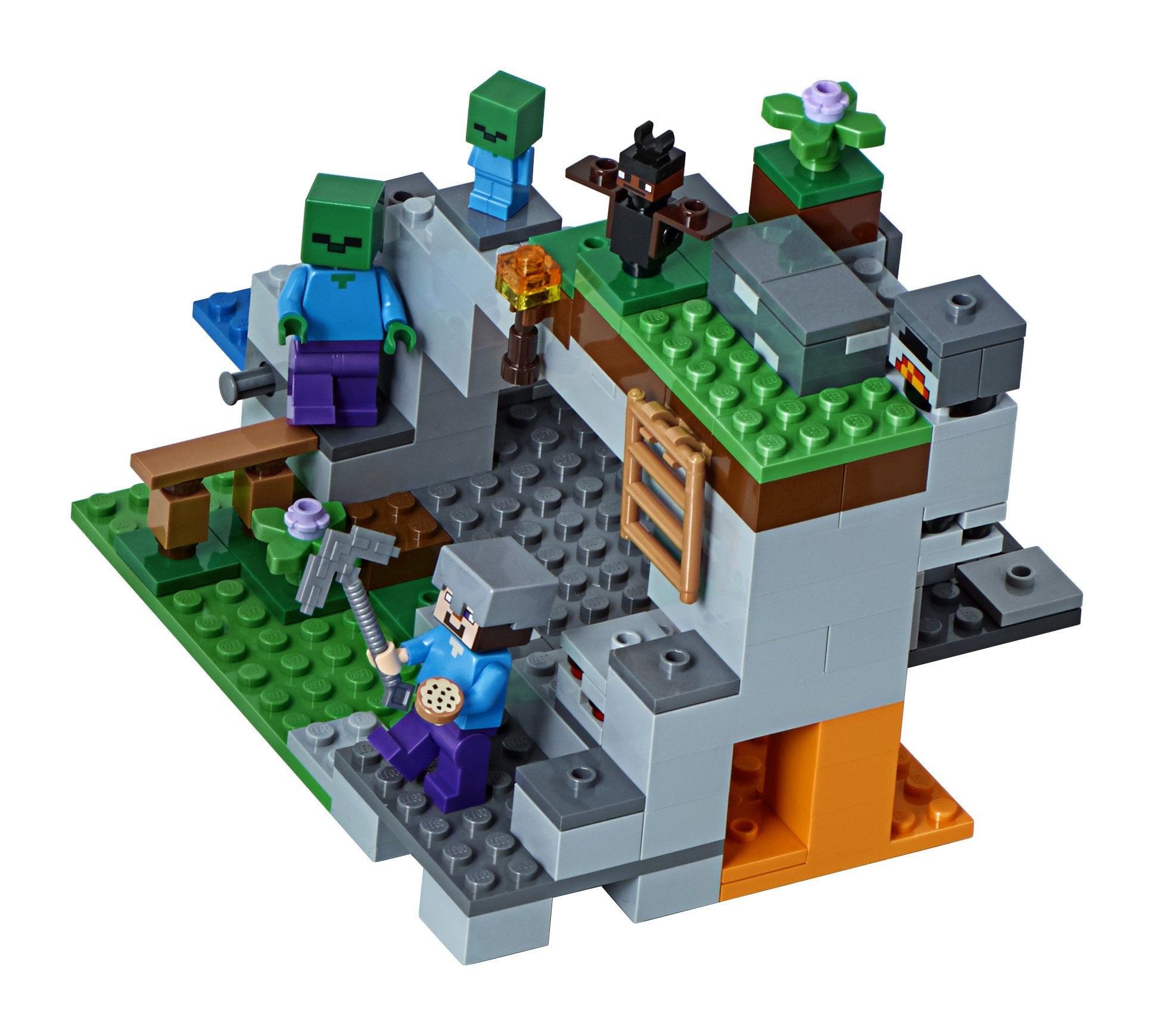 LEGO Minecraft The Zombie Cave 21141 with TNT function for action play.