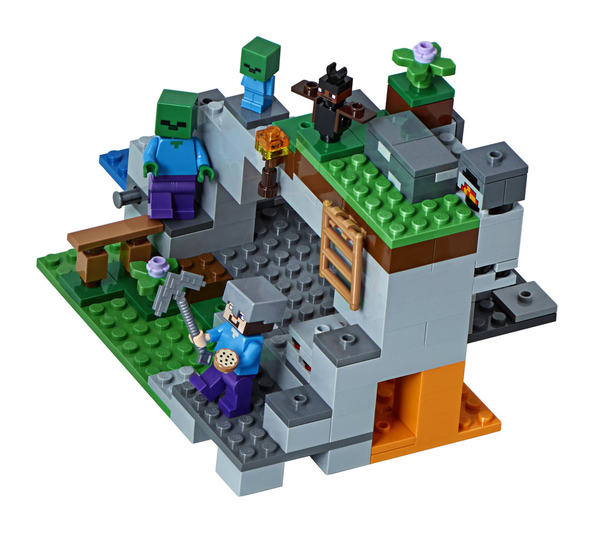 LEGO Minecraft The Zombie Cave 21141 with TNT function for action play.